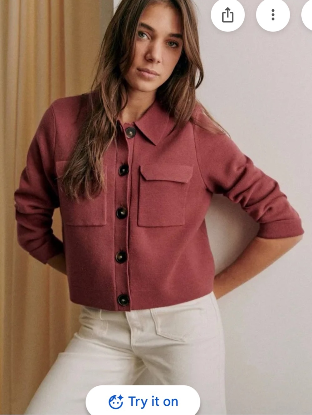 NWOT Sezane Betty Cardigan Jacket in Rosewood Pink-Mauve